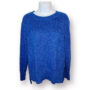 Old Navy Rib Knit Trim Marled Sweater Crew Neck Royal Blue S